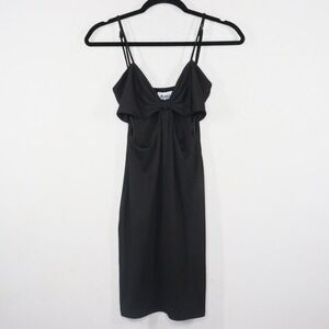 Princess Polly Silas Mini Dress Black Size 6 Bodycon Cutout Going Out Ribbed NWT